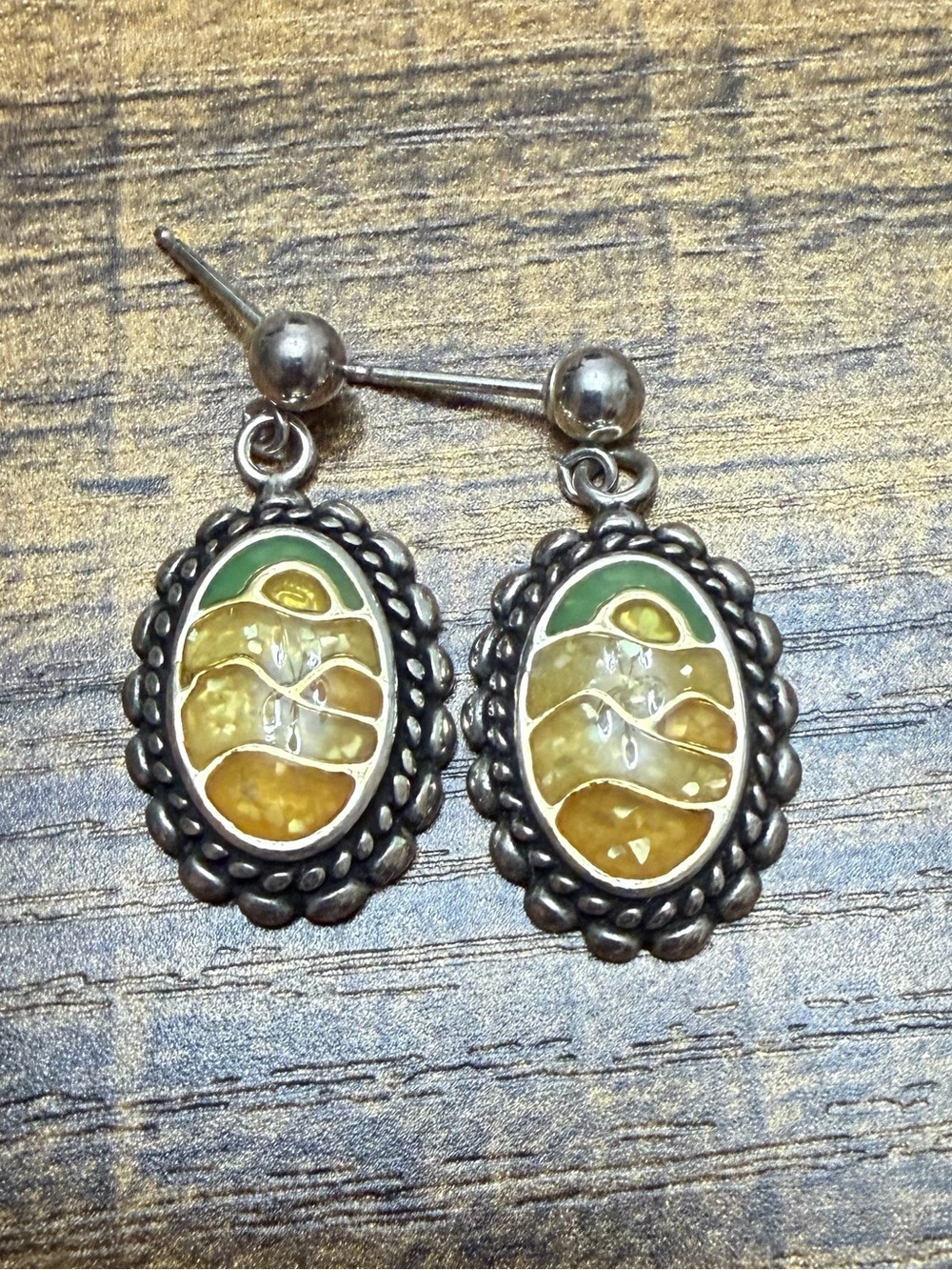 Vintage Carolyn Pollack Relios Sterling Silver enamel earring
